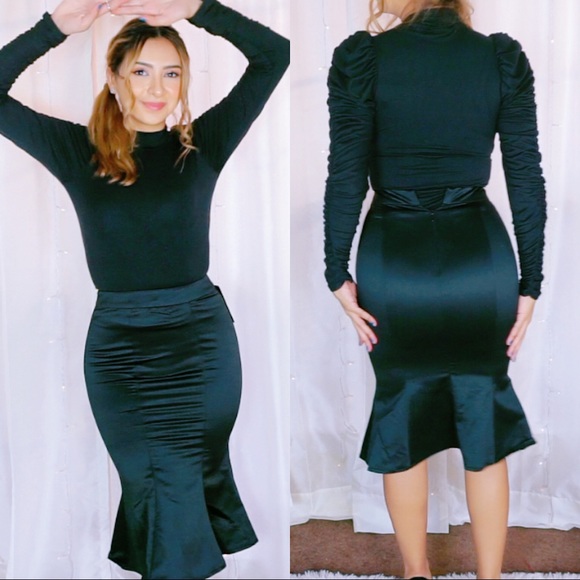 Fashion Nova Dresses & Skirts - Fashion Nova Black Satin Skirt *NEW* 🖤